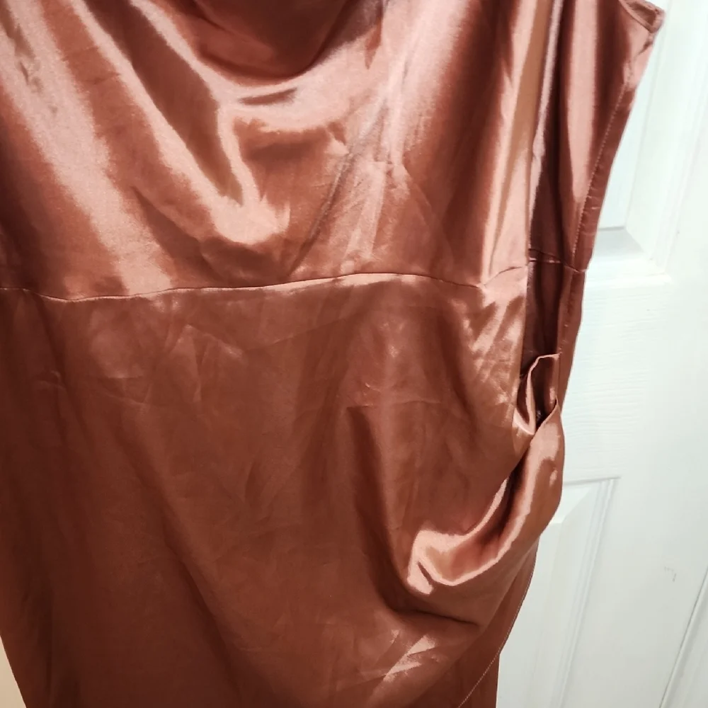 Cider Satin Slip Dress in Rose Gold - Picture 4 of 16